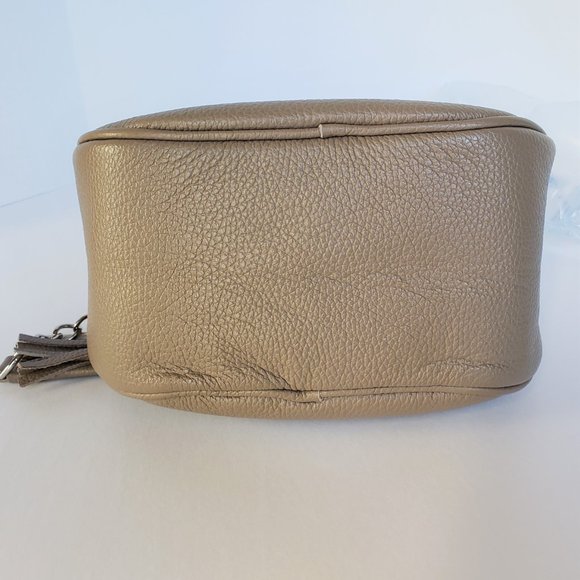 ORE10 Taupe Leather Round Tassel Satchel/Crossbody, Like New - Picture 13 of 15